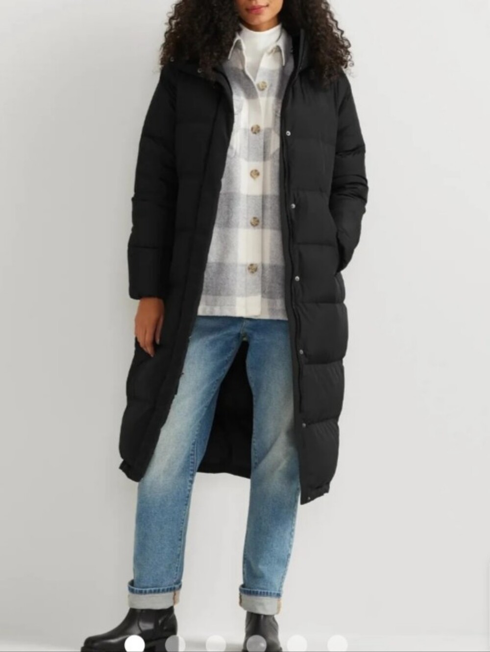 Eddie Bauer Long Down 700Fill Puffer Duffle Parka Coat Black Size Large